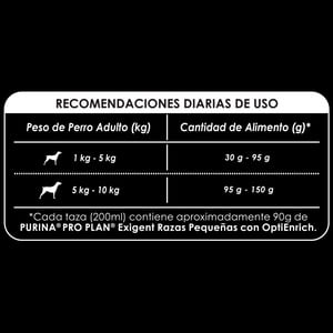 Pro Plan Optienrich Exigent Alimento Seco para Perro Adulto Raza Pequeña Receta Pollo y Arroz